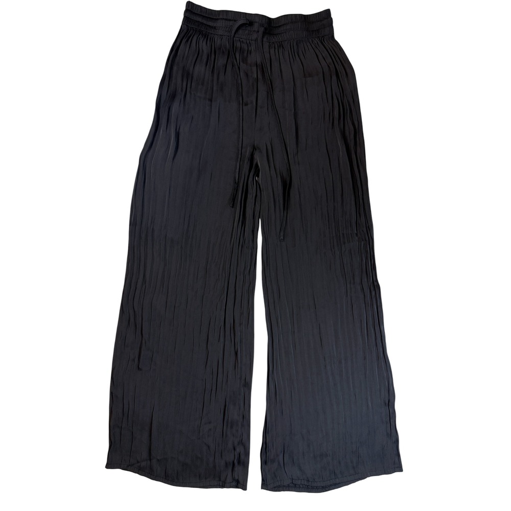 Joie Wide‎ Leg Pants Womens Small Black Pleated Elastic Waist Drawstring